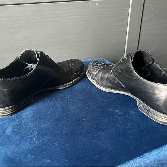 Bottega Veneta Intrecciato-Trimmed Leather Derby Shoes SZ 40 - Picture 3 of 6